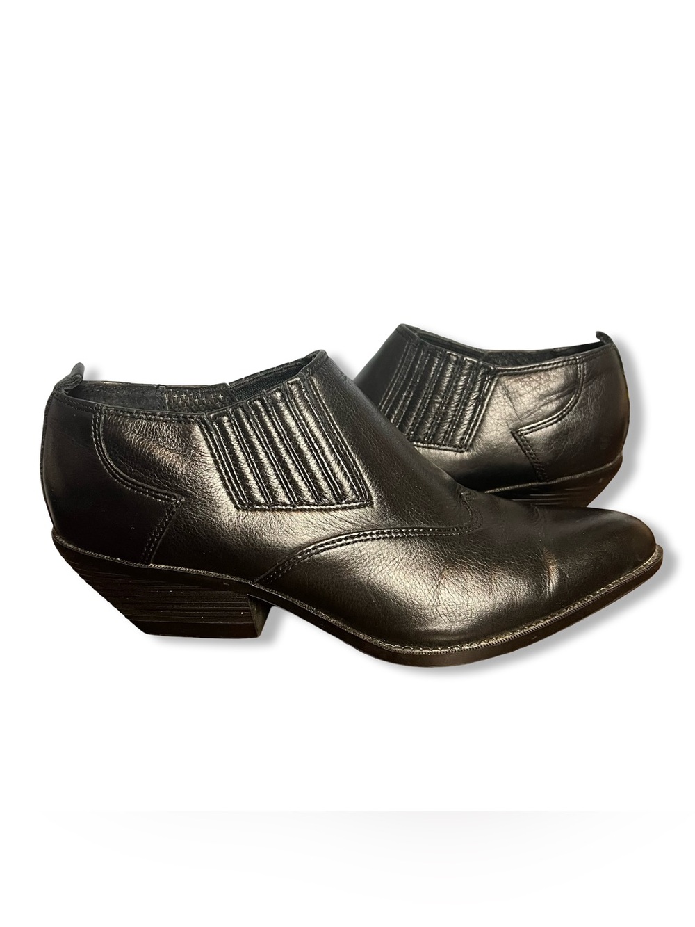 Zodiac Womens Dazey Black Leather Pointed-Toe Western Ankle Boot VTG 90s Sz. 7.5